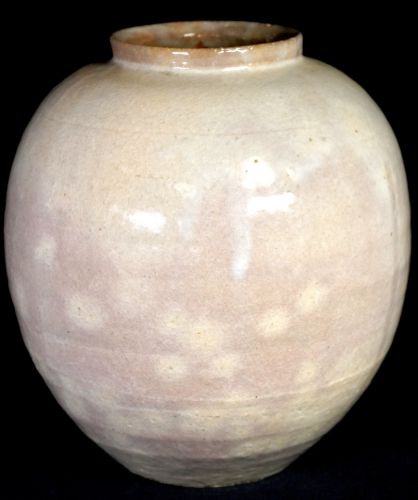50％OFF！　昭和ビンテージ　萩焼　花瓶 在銘品　直径19㎝　高さ24㎝ 淡い色合い釉薬が美しい花器　エステートセール HKT