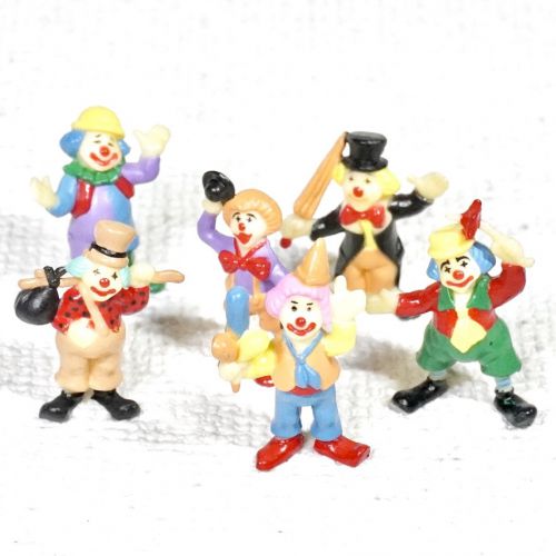 Sold out! Showa Retro Clown 6 small objects set A small and cute doll with a height of 3 to 3.5 cm! Estate Sale HYS