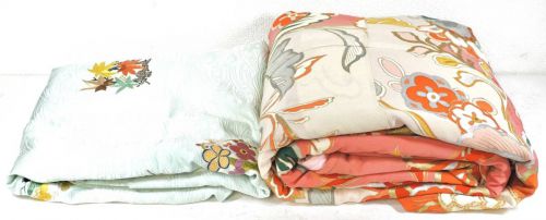 Sold out! Showa Retro Kimono for 2 old cloths Children's kimono obi Handmade fabric Remake Antique vintage * Slightly dirty stains AYS