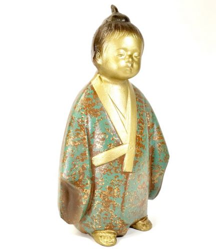 Showa Vintage Mugadoji Iron Doll Figurine Object A pure innocent figure depicted in Daikan Yokoyama's masterpiece "Muga" Width 15cm Depth 11cm Height 28cm FYO