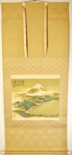 Taisho-Showa period Kansetsu Hashimoto "Tokai Shinshu" Kakejiku hand-drawn on silk with both box and box writing SHM