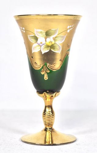 Sold Out! Vintage Venetian Glass Goblet Made in Italy Murano Glass Real Gold Hand Painted MTK