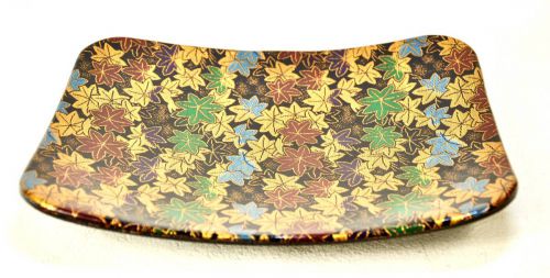 50% off! Showa vintage Nishijin-ori lacquerware Kyoto Tsuzure Autumn leaves crest confectionery Tea utensils Estate sale YMT