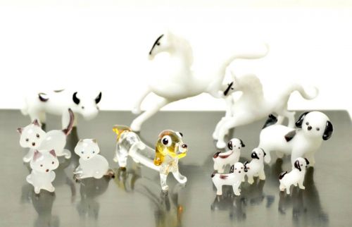 Sold out! Nostalgic showa festival memory series! Miniature Glasswork Horse Dog Cat Estate Sale YNK