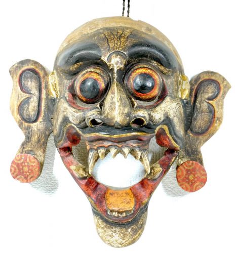 50% OFF! Vintage Indonesia Bali Holy Beast Barong Wooden sculpture Wall-mounted mask Devil, guardian deity handed down in Bali Height 28cm IJS