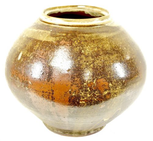 50% off! Historical Shigaraki ware water bottle diameter 40 cm x height 33 cm! A gem with beautiful natural glaze! Estate Sale ISM