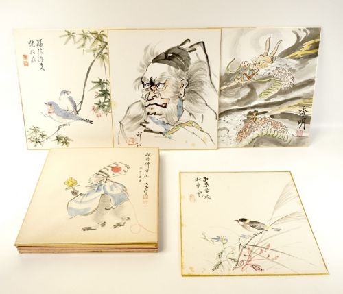 50% OFF Tasteful hand-painted colored paper picture set of 20 Inscription, ink, watercolor, tea utensils, dragons, birds, standing chicks, monkeys, vegetables, etc. Many wonderful pictures that can be enjoyed in spring, summer, autumn and winter HYK
