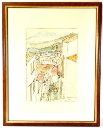 Sold out! Kosaku Hayashi Watercolor Landscape Sketch Size 4 Painting Art Framed Item Width 44cm Height 55cm Estate Sale HYK