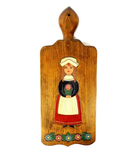 European Vintage Wall Cutting Board Wall Mounted Chopping Board Tall Paint Girl Wearing Ethnic Costume Width 14cm Height 36cm