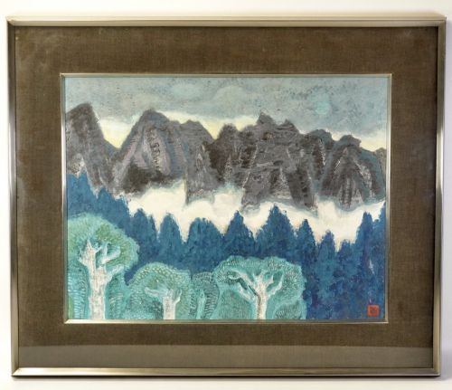 Showa Vintage Taiji Handa Landscape Painting Inscription No. 10 Size Genuine Painting Studied under Yukihiko Yasuda Art Framed Item Width 69cm Height 57cm SHM