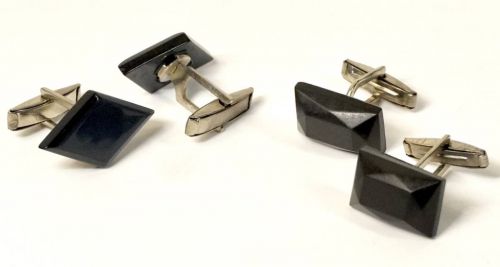 Vintage obsidian cufflinks 2 types available Estate sale MYK that looks great on a shirt with jet black and a simple design