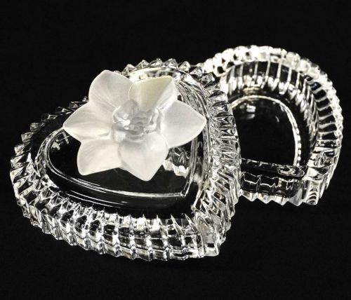 Made in France Cristal D'Arques Crystal D'Arque Trinket Box Width 9.5 cm Height 6 cm Accessory Case Heart Shaped HHT