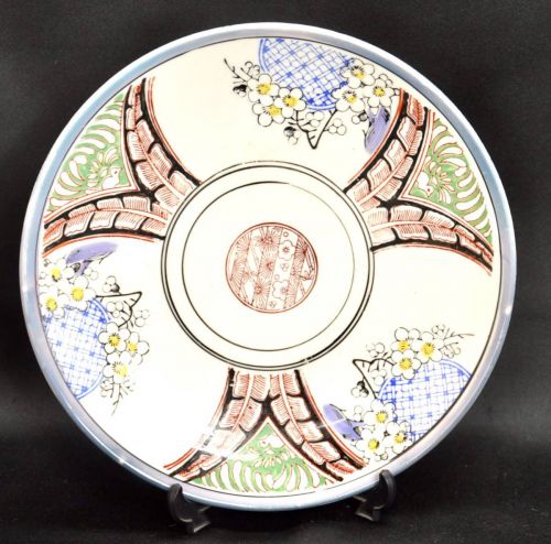 Special selling price! Period Taisho period Luster color painting 8-inch plate Beautifully painted Diameter 24.5cm X Height 3.5cm Estate sale! (IKT)