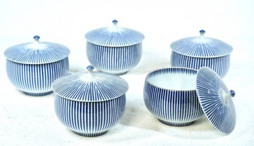 Sold out! unused! Showa vintage Kyoto ware Takemine product Usutai Dyeing lid with pumping bowls Teacup Estate sale! TNT