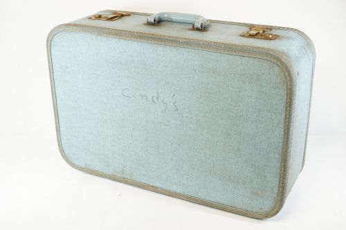 50% OFF! 1950s-1960s Vintage suitcase Light blue is wonderful! Width 52 cm Depth 42 cm Estate Sale HKT