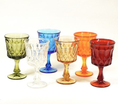 Showa Retro Noritake Crystal 1960s Goblet All 6 colors set Diameter 9cm Height 16cm A colorful and wonderful set with a retro feel! ATN