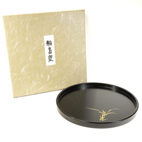 50％OFF! Wajima lacquerware Omukai Koshudo Kinsai Sokamon round tray Diameter 30.5 cm Height 2 cm Motoki lacquerware Joint box Unused debt stock Estate sale HYK