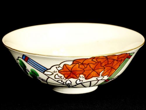 Kyo ware Ryuzan-zukuri gold color picture cloud kinpei tea bowl tea utensils diameter 15cm height 5.5cm IHK