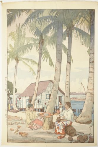 Hiroshi Yoshida, a printmaker who fascinated the world, 1931, 1931 "Singapore" India and Southeast Asia Woodblock Print, Size 37.6 cm x 24.6 cm, MYK