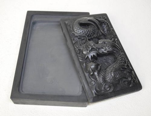Sold Out Special Price! Chinese Antique Chinese Art Inkstone Finely Engraved Dragon Inkstone (B) Inkstone Calligraphy Tools Estate Sale! FHTMore