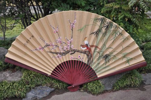 Special sale price! Chinese antique Chinese art Shanghai Chinese fan Giant decorative fan Hanging fan 190 cm! Estate sale with original box! FHTMore