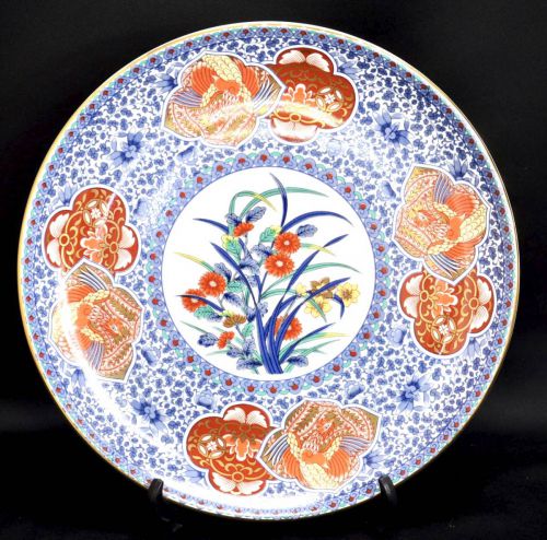 Special selling price! Historical Arita ware Kozan kiln Large plate with color painting Large plate Shaku 2 plate Estate sale! (IKT)