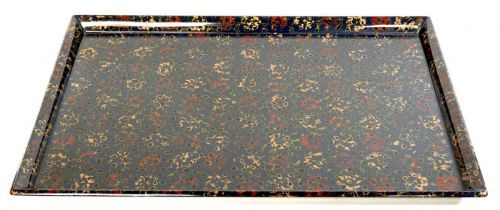 50% off! Showa vintage Tsugaru-nuri Kara-nuri long square tray Motoki lacquer art Traditional craft Width 45.5 cm Depth 30.5 cm A gem with beautiful Kara-nuri patterns! HKT