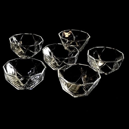 Those days! Showa Retro Glass Tableware Toyo Glass Pentacle Ball Pressed Glass Decagonal Glass Bowl 6 Customers Outer Size 11cm Height 6cm FYO
