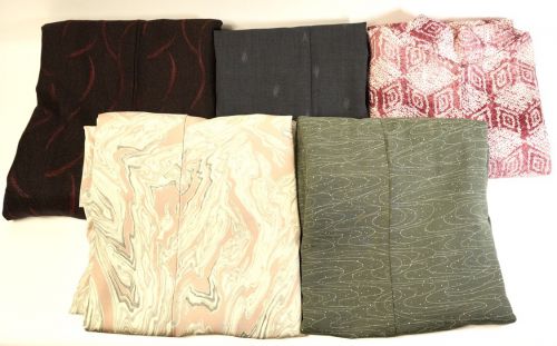 昭和レトロ　 味わいの古布　着物　5枚セット 創作　ハンドメイド　生地　絹　刺繍　絞り　 リメイク アンティーク ビンテージ FYO