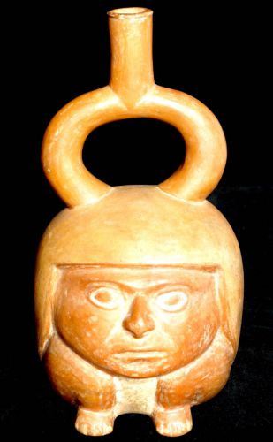 Sold out! Vintage Peruvian Moche culture Stirrup-shaped pouring earthenware Reproduction product Ethnic figurine Liquor vessel Estate sale! KYA
