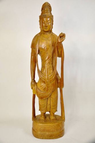 Sold out! Period Kannon statue One sword carving Wooden Height 65cm A gem with a solemn atmosphere! Estate sale! (IKT)