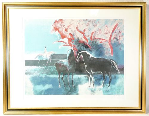 50% OFF French painter Paul Giaman's blue and black poetry 17/20 lithograph No. 15 size true work very nice color composition OKT