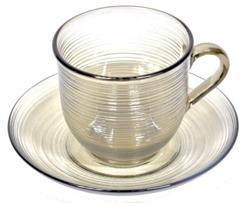 50% off! Made in France Mid-century glass cup and saucer Exquisite gray color is a great gem! Estate Sale MSK