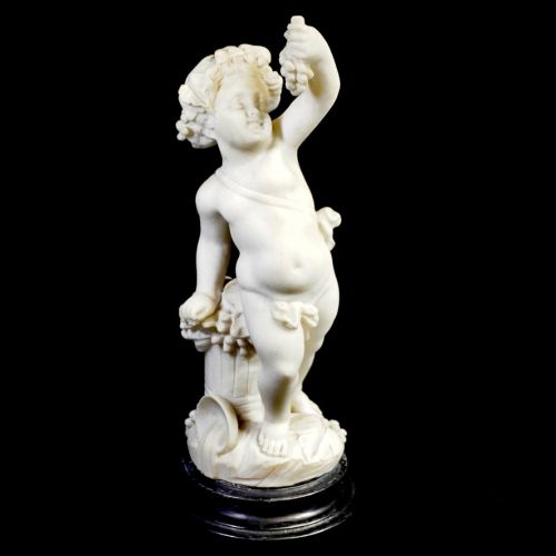 30% off! Europe Vintage Western Sculpture Marble Sculpture Boy with Grape Statue Object Diameter 12cm Height 31cm A wonderful gem with a soft expression ATN
