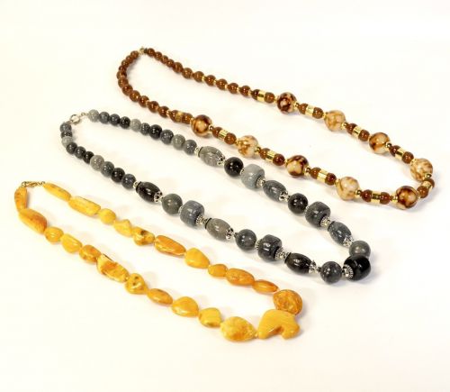 Vintage jewelry collection! Natural stone necklace 3-piece set Retro, vintage atmosphere is wonderful! Total length 52cm to 68cm SHM