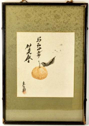 1970 Ryonosuke Fukui "Kasho" ink painting still life painting colored paper size painting art framed item width 35 cm height 50 cm estate sale MYK