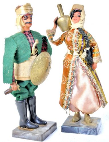 50％OFF！　ビンテージ　オスマン帝国　 戦士と女性　民族人形 手作り、味わい感のある素敵な人形　エステートセール YAY