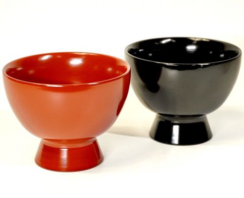 Married couple's bowl Black / Red 2 customers Diameter 9 cm Height 7 cm Lacquering unused Dead stock Small and easy to use! MYK