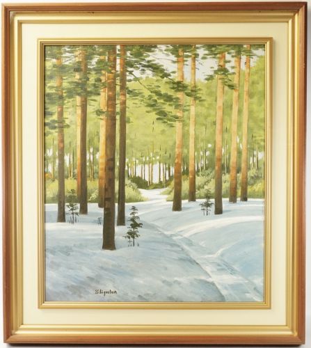 Vintage Forest Landscape Painting Oil Painting Inscription No. 10 Size Painting Overseas Art Work Framed Product Width 62.5 cm Height 69.5 cm KEK