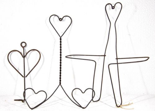 Sold out! Vintage wire wall deco heart 3-piece set Overseas taste antique item Fashionable as a display!
