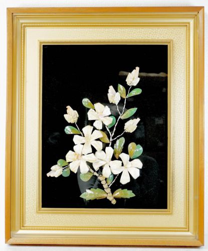 50% OFF! Showa Vintage Flower Crest Shellwork Decorative Framed Beautiful Works Made with Shellwork Estate Sale INI