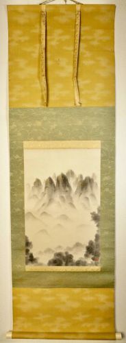 10th year of the Taisho era "Hiroe Meizan" by Sengokura Sengokura Kakejiku Hand-painted on paper Both box Landscape painting with box writing SHM