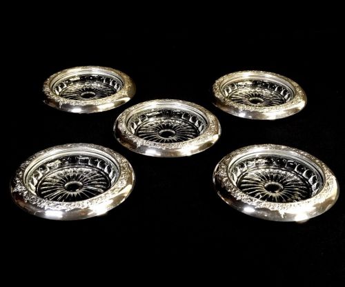 Sterling silver talent coaster 5-piece set with original box Unused dead stock product Diameter 10 cm Height 2 cm Coaster, nut plate, accessory case MYK