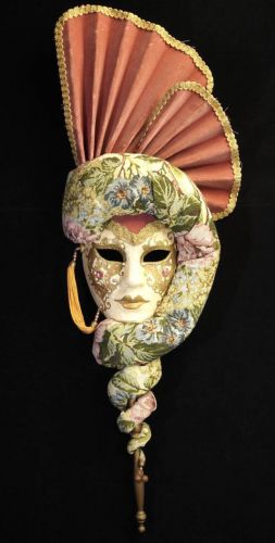 Authentic Italian Burano Island Venetian Stick Mask Masquera Volto Full Mask Mask/Object Width 27cm Depth 11cm Height 82cm MNK