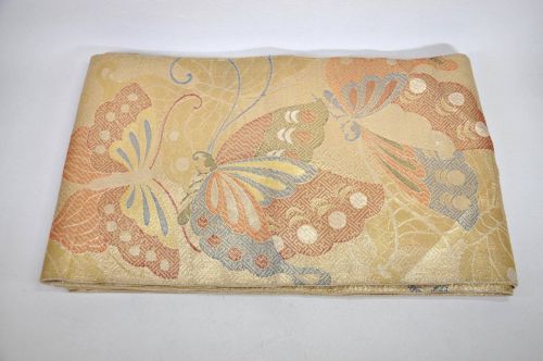 Rare Saga Nishiki Obi Fukuro Obi Kimono Obi Butterfly Crest Full hand embroidery Purchase price 5 million yen Estate sale for collectors!