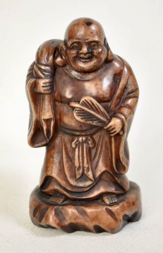 Sold out special price! A vintage hotei statue with a beautiful texture, made of resin, good luck, a happy couple, prosperous business, financial luck, etc. Estate sale! FHTMore