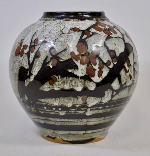 Sold out! Showa Vintage Kakinoki Crest Vase Vase Flower Base Height 24cm Estate Sale! NTT