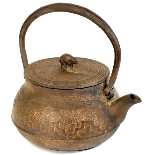 Showa Vintage Nambu Tekki Iron Kettle Tea Pot Width 12cm Depth 10cm Height 13cm