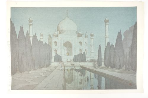 Hiroshi Yoshida, a printmaker who fascinated the world, 1931, 1931, "Night in the Garden of Taj Mahal", India and Southeast Asia, Woodcut, Self-printing, Size: 24.8 cm x 37.6 cm, MYK