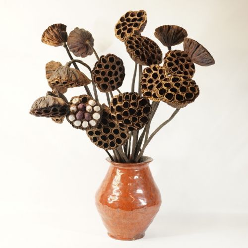 Showa vintage lotus flower holder 18 pieces, vase set dried flower lotus height 63 cm! It has an aged flavor! Estate Sale THT